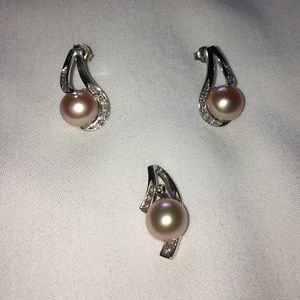 Sterling Silver Pink Pearl set